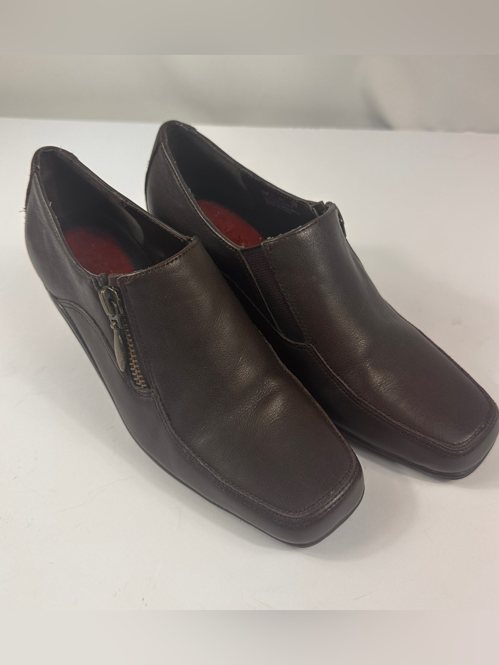 Aerosoles Brown Leather Comfort Heels Side Zip Office Career Shoes Women’s 5